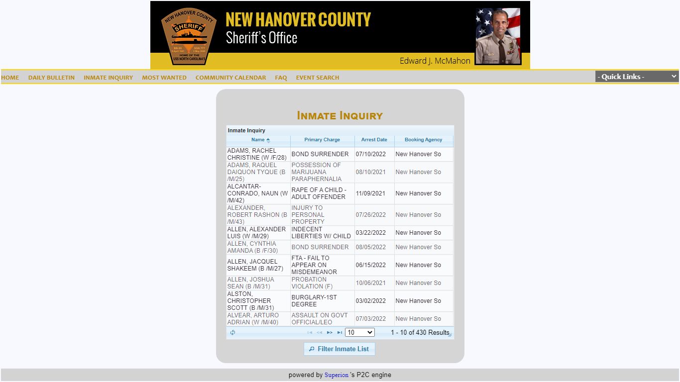 New Hanover Sheriff's Office P2C